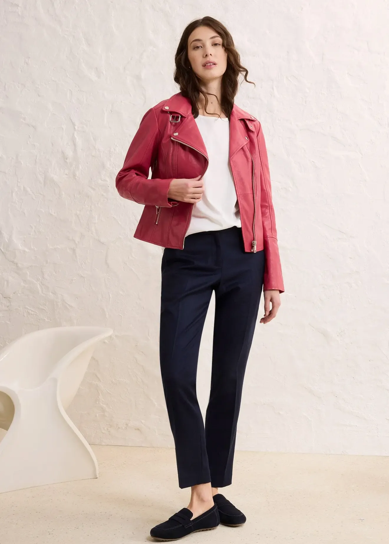 bonprix Veste biker en cuir nappa d’agneau|Femme Premium|Vestes & Manteaux