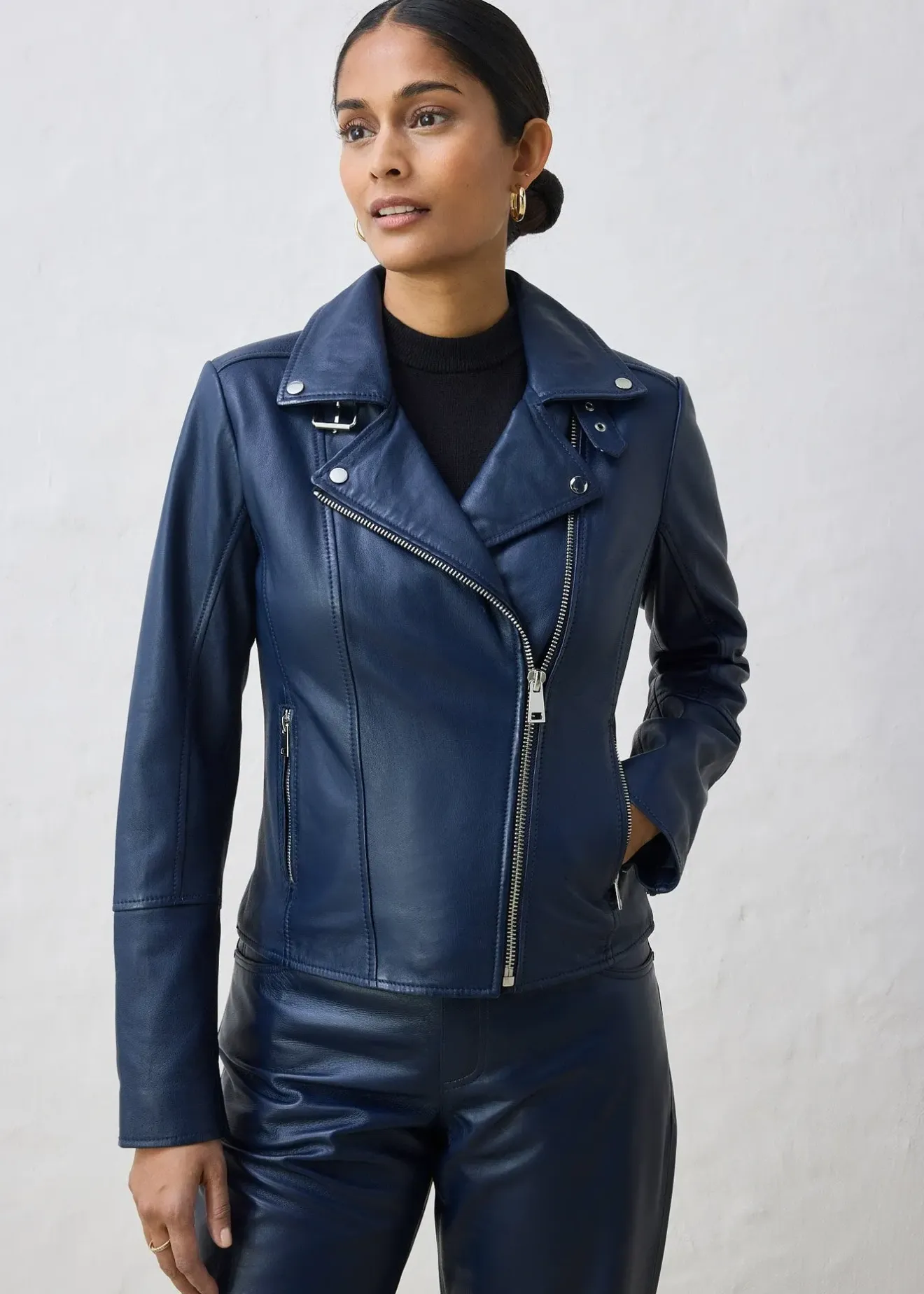 bonprix Veste biker en cuir nappa d’agneau|Femme Premium|Vestes & Manteaux