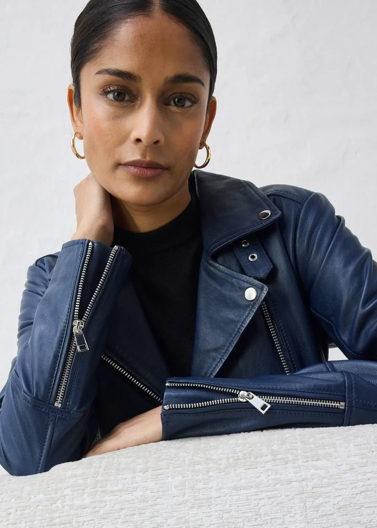 bonprix Veste biker en cuir nappa d’agneau|Femme Premium|Vestes & Manteaux