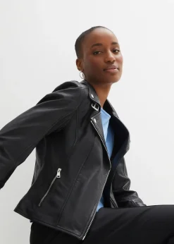 Femme bonprix Premium|Vestes & Manteaux|Veste biker en cuir nappa d’agneau