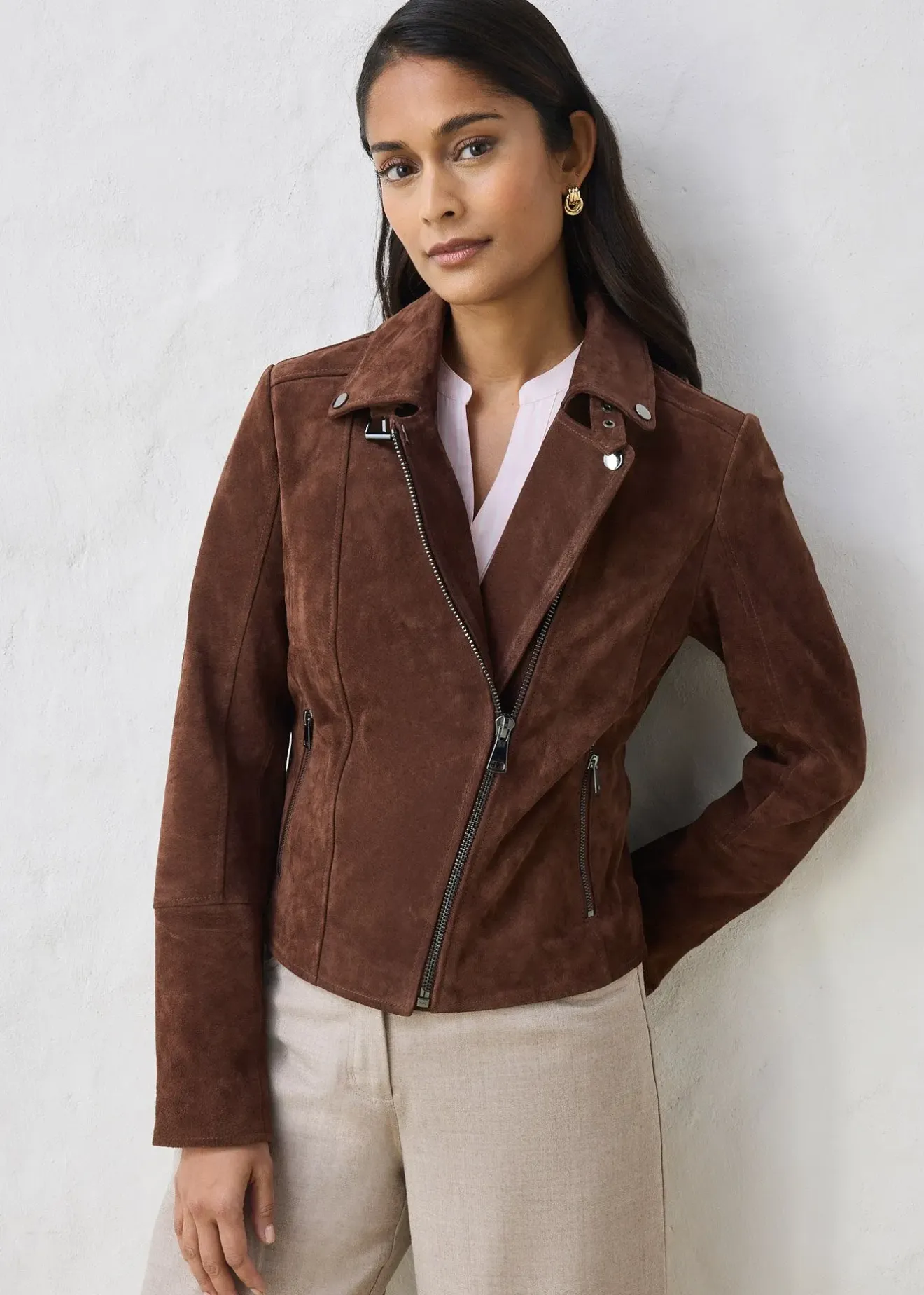 bonprix Veste biker en cuir velours|Femme Vestes & Manteaux