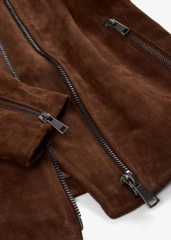 bonprix Veste biker en cuir velours|Femme Vestes & Manteaux