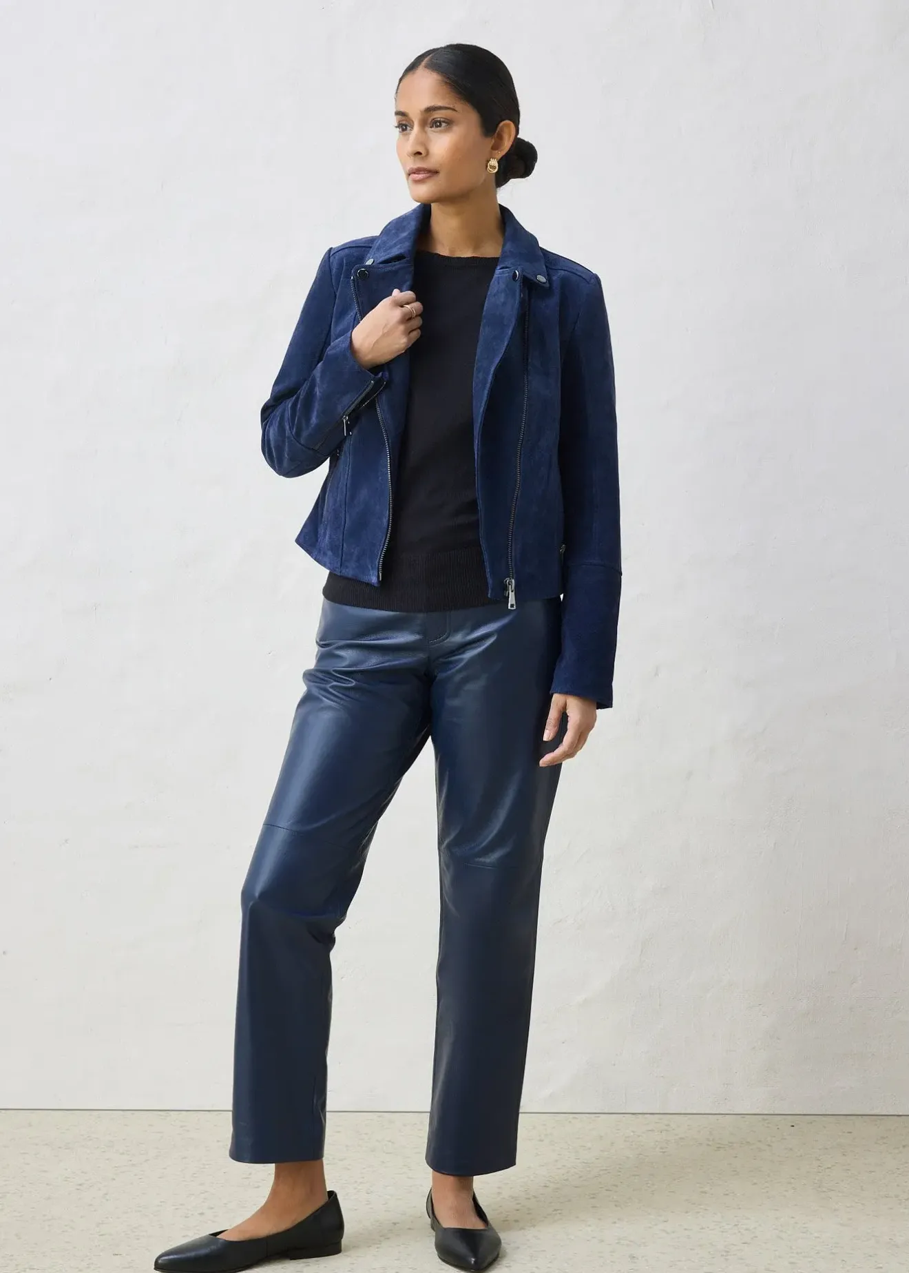 bonprix Veste biker en cuir velours|Femme Premium|Vestes & Manteaux