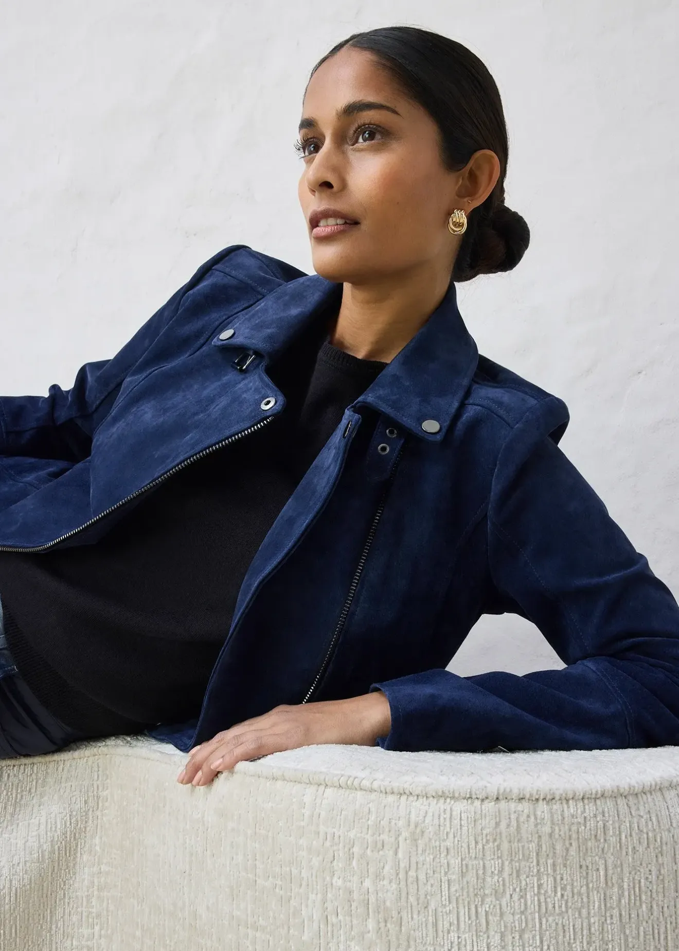 bonprix Veste biker en cuir velours|Femme Premium|Vestes & Manteaux