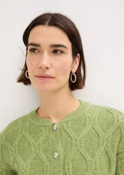 Femme bonprix Maille|Pulls & Gilets|Veste bomber en maille torsadée avec laine