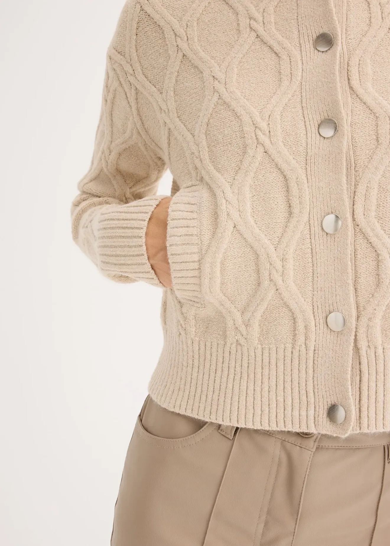 bonprix Veste bomber en maille torsadée avec laine|Femme Maille|Pulls & Gilets