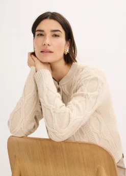 bonprix Veste bomber en maille torsadée avec laine|Femme Maille|Pulls & Gilets