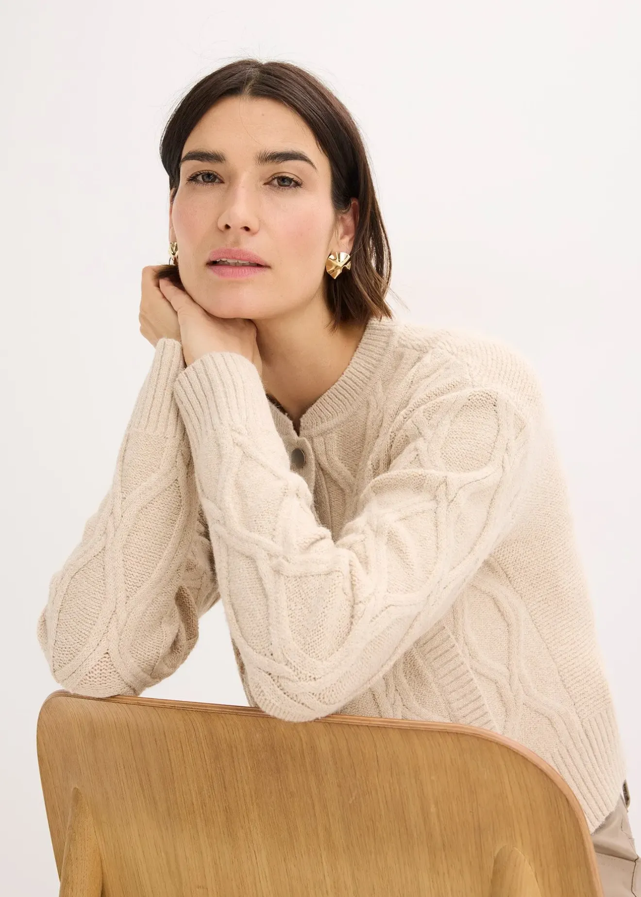 bonprix Veste bomber en maille torsadée avec laine|Femme Maille|Pulls & Gilets