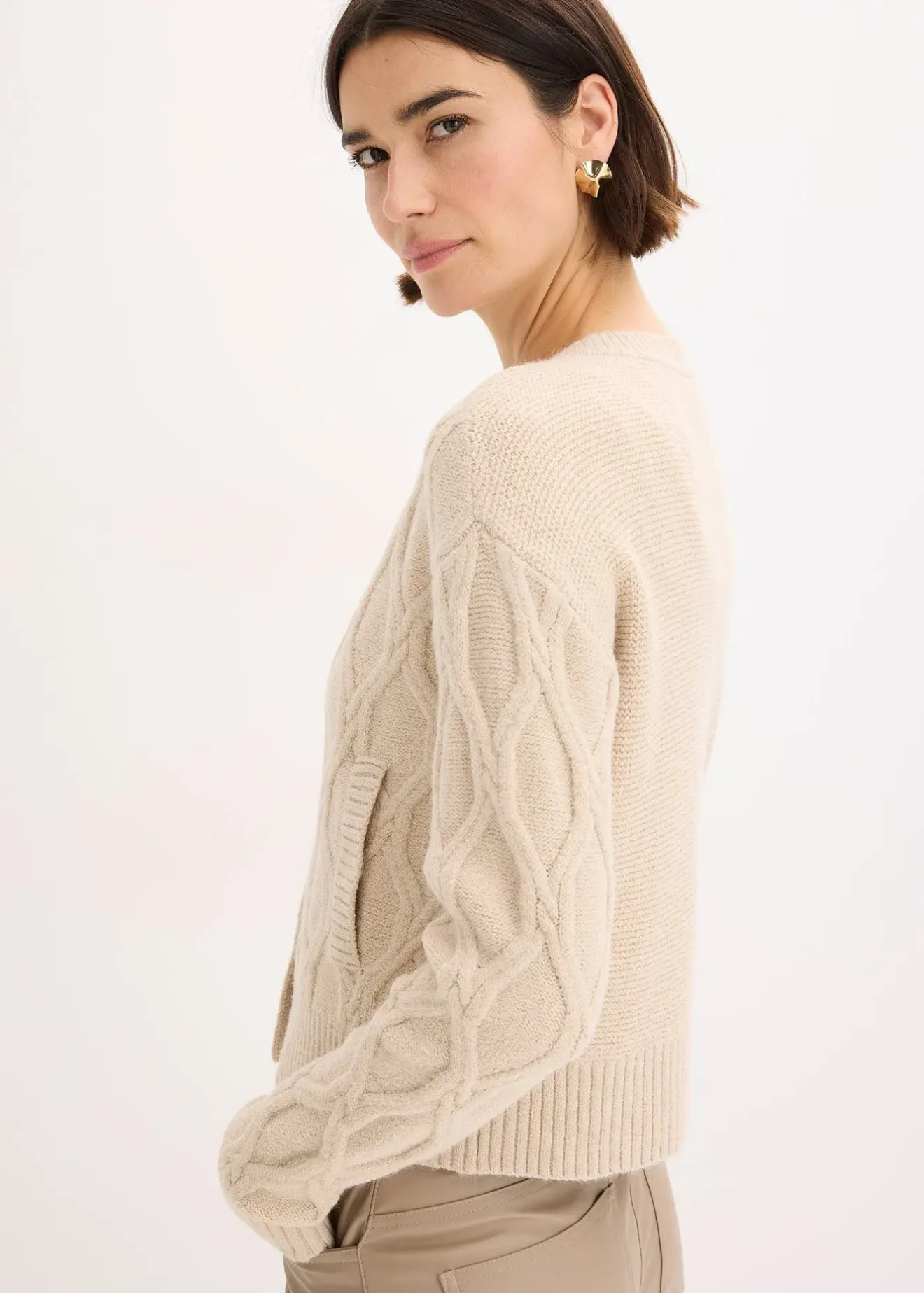 bonprix Veste bomber en maille torsadée avec laine|Femme Maille|Pulls & Gilets