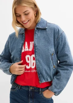 bonprix Veste chaude en jean, raccourcie|Femme Vestes & Manteaux