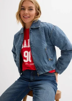 bonprix Veste chaude en jean, raccourcie|Femme Vestes & Manteaux