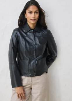 Femme bonprix Premium|Vestes & Manteaux|Veste courte en cuir nappa d’agneau