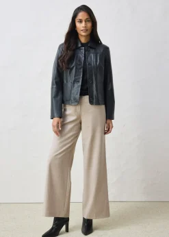 Femme bonprix Premium|Vestes & Manteaux|Veste courte en cuir nappa d’agneau