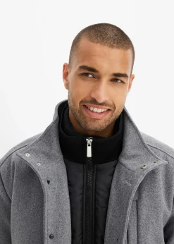 Homme bonprix Vêtements De Plein Air|Vestes|Veste d’hiver aspect laine avec empiècement coupe-vent