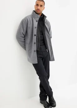 Homme bonprix Vêtements De Plein Air|Vestes|Veste d’hiver aspect laine avec empiècement coupe-vent