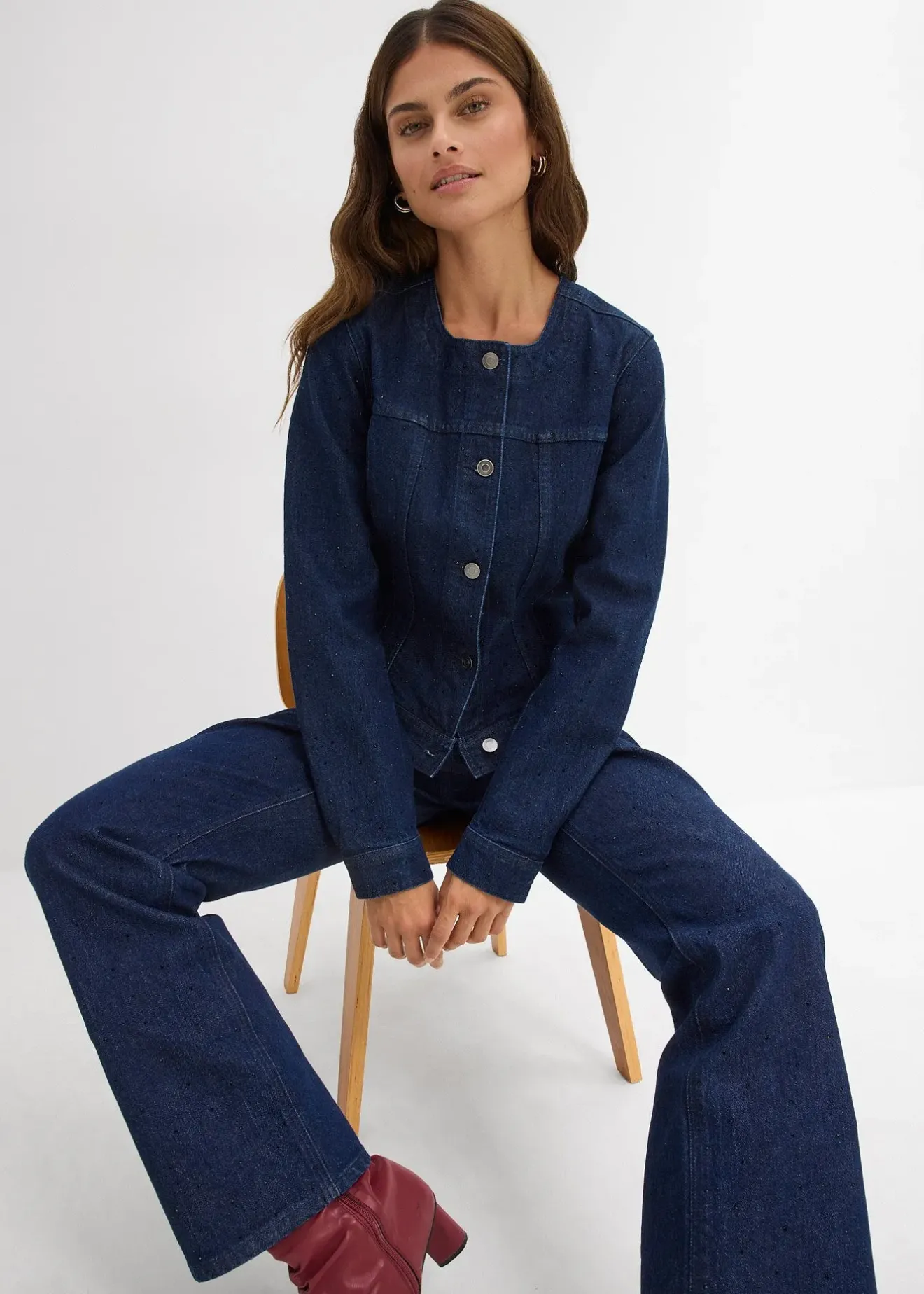 bonprix Veste en jean à strass|Femme Vestes & Manteaux