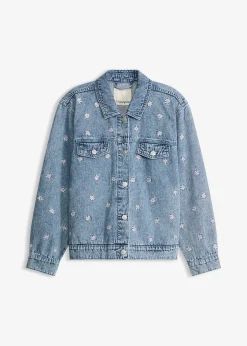 Femme bonprix Vestes & Manteaux|Veste en jean avec fleurs brodées