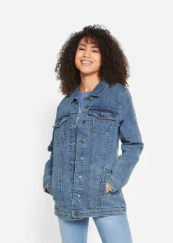 bonprix Veste en jean extensible, coupe boyfriend|Femme Vestes & Manteaux