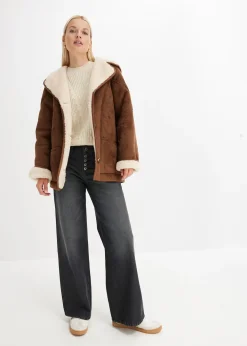 bonprix Veste en sherpa à capuche|Femme Vestes & Manteaux