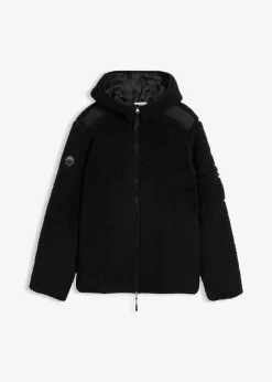 bonprix Veste en sherpa avec empiècement mesh et capuche|Homme Vêtements De Plein Air|Vestes