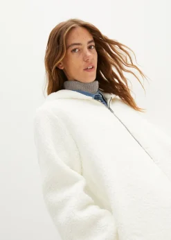 Femme bonprix Sweats|Vestes & Manteaux|Veste en sherpa coupe trapèze avec fentes latérales