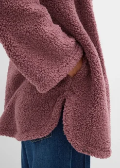 Femme bonprix Sweats|Vestes & Manteaux|Veste en sherpa coupe trapèze avec fentes latérales