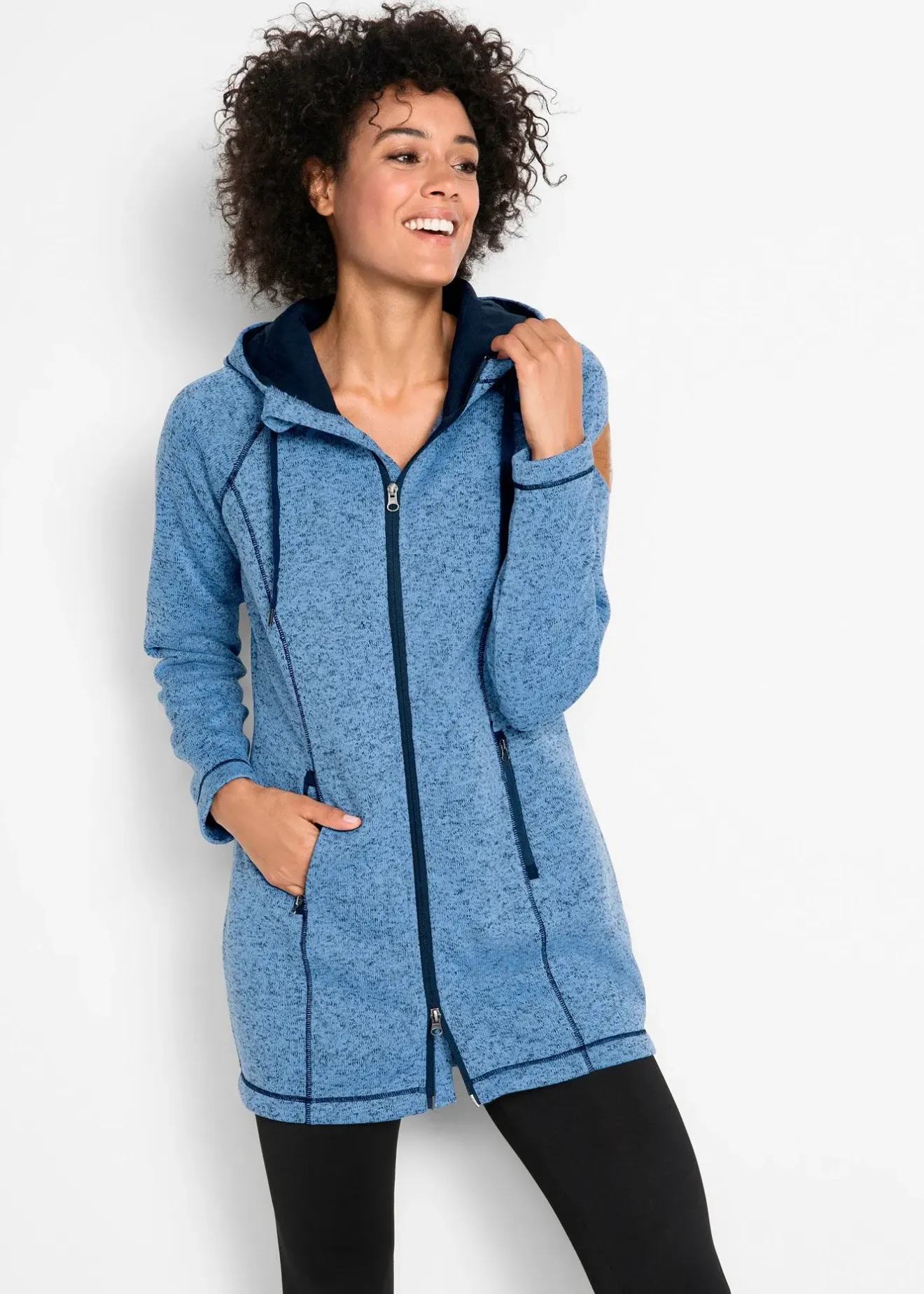 Femme bonprix Sweats|Vestes & Manteaux|Veste longue polaire à capuche