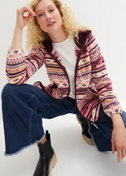 Femme bonprix Sweats|Vestes & Manteaux|Veste polaire à capuche avec motif norvégien